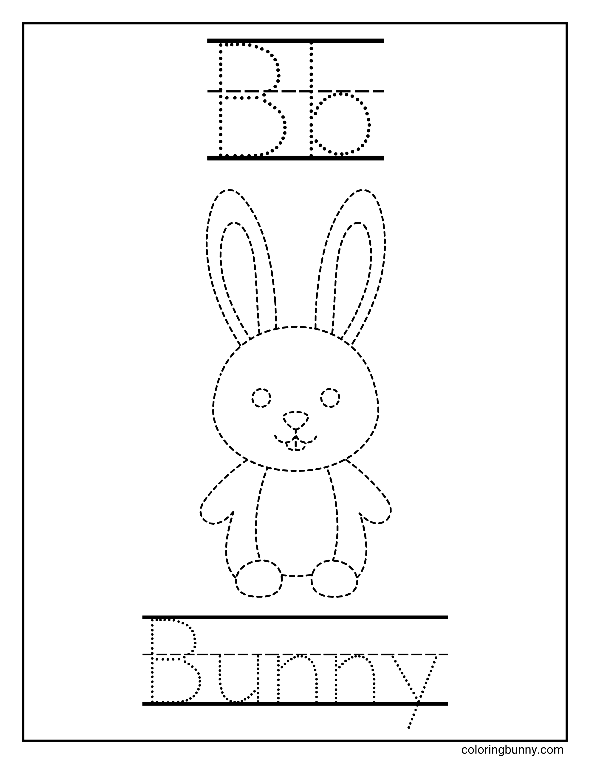 Trang Tô Màu Thỏ Chữ B Đơn Giản