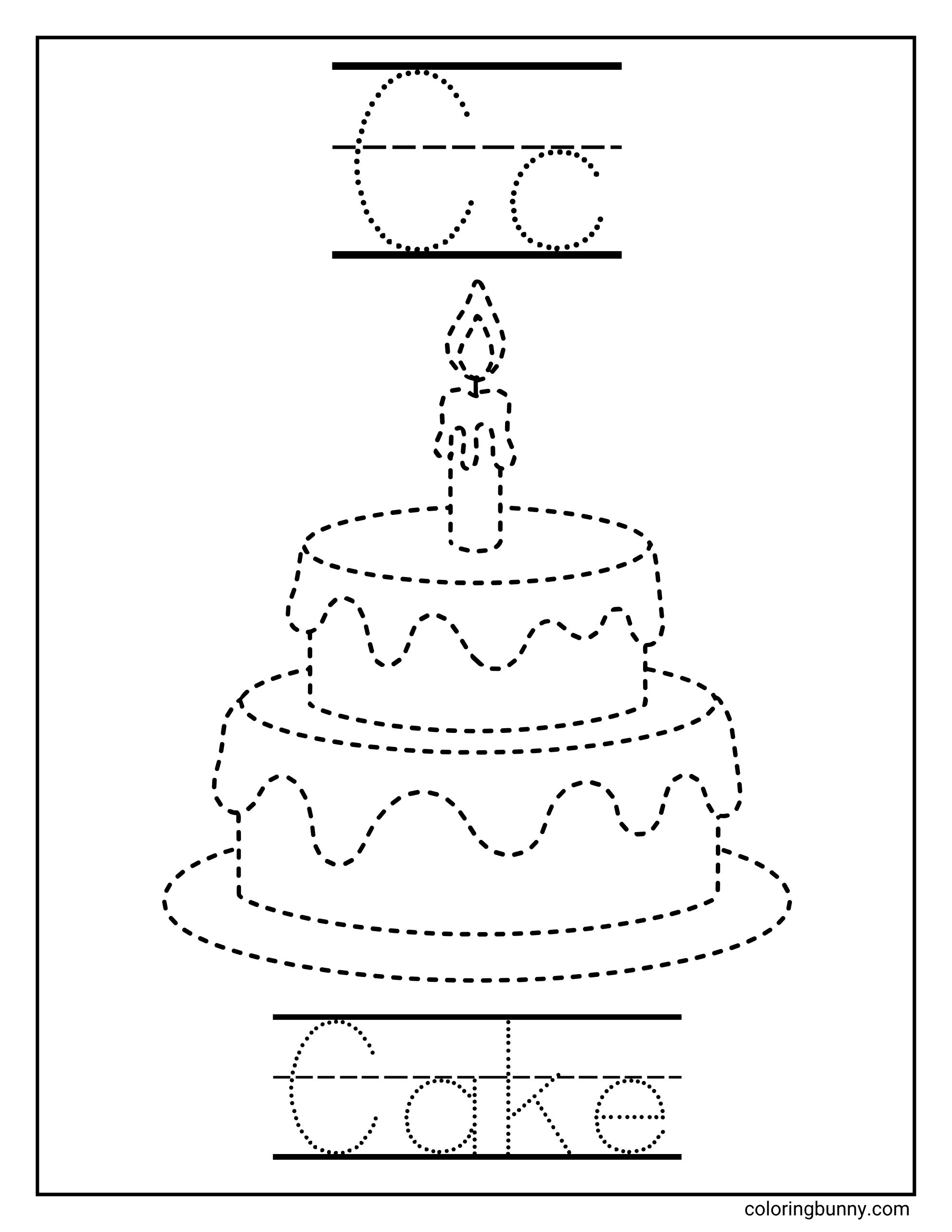 Trang Tô Màu Chữ C Đơn Giản Theo Dấu Bánh