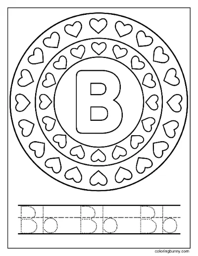 Trang Tô Màu Mandala Trái Tim Chữ B