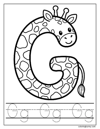 Trang Tô Màu Chữ G Lớn Chủ Đề Hươu Cao Cổ