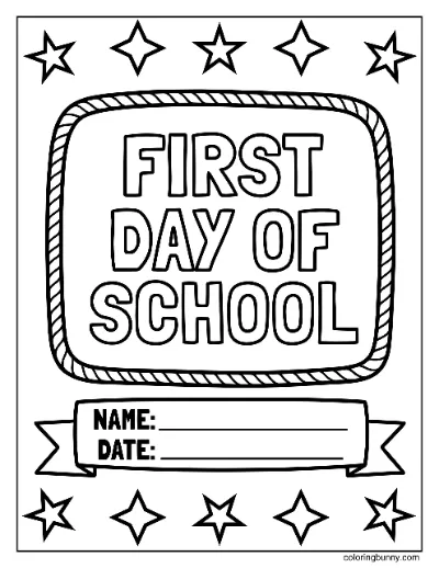 Trang Tô Màu Biển Báo Ngày Đầu Tiên Đi Học