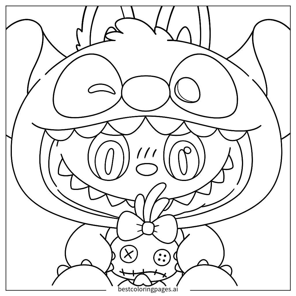Labubu holding doll