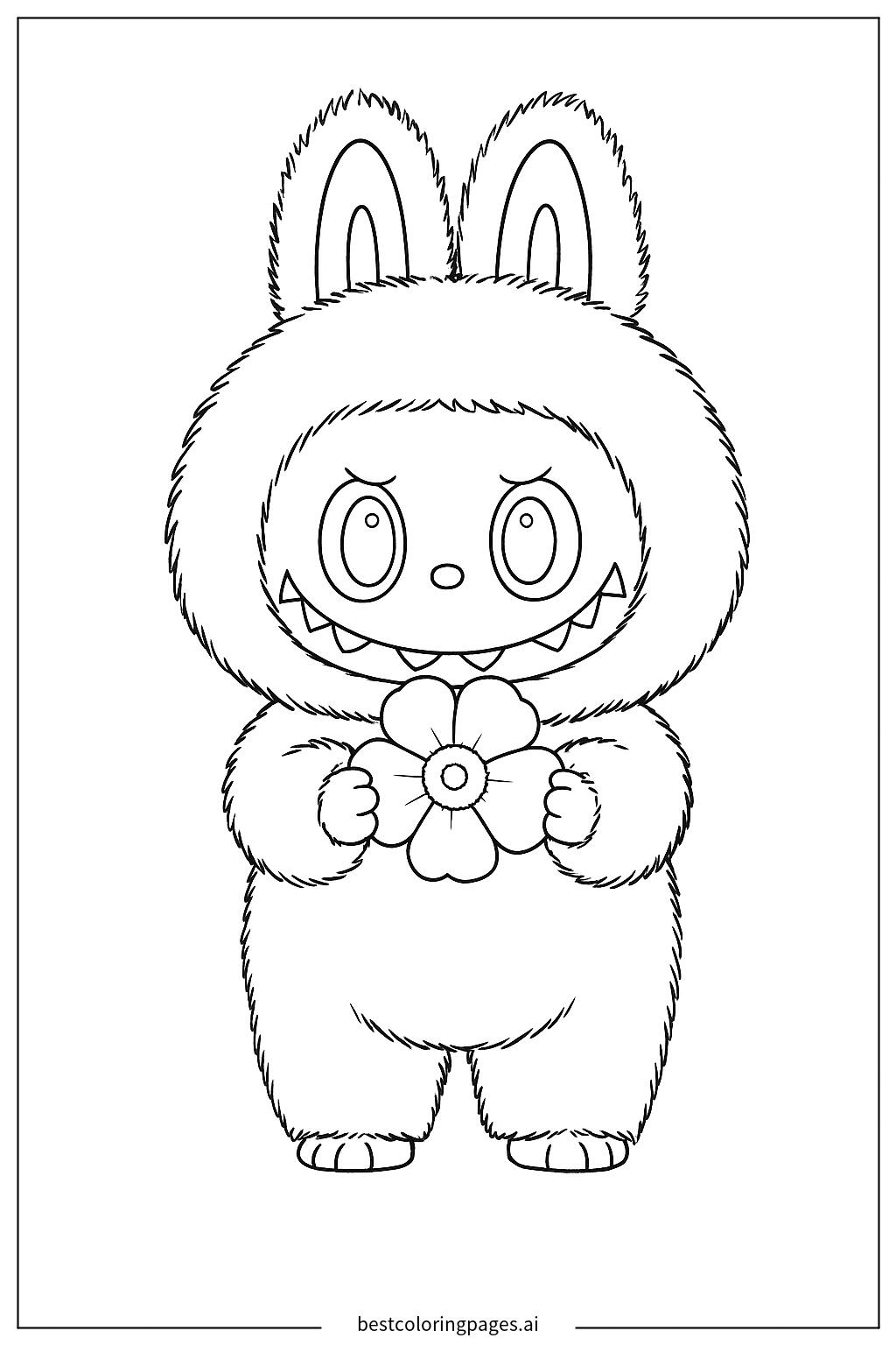 Labubu holding flower