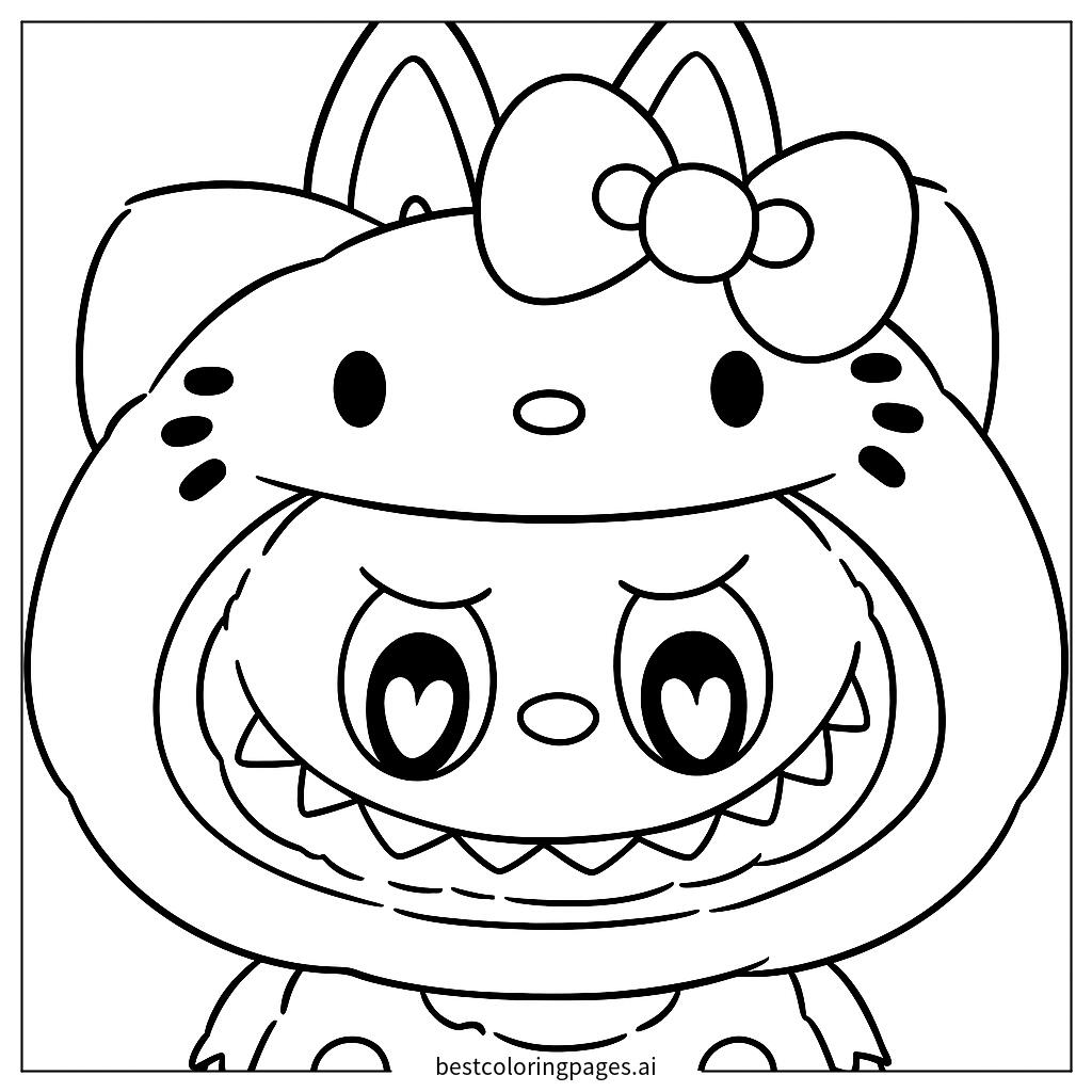 Labubu in hello kitty costume