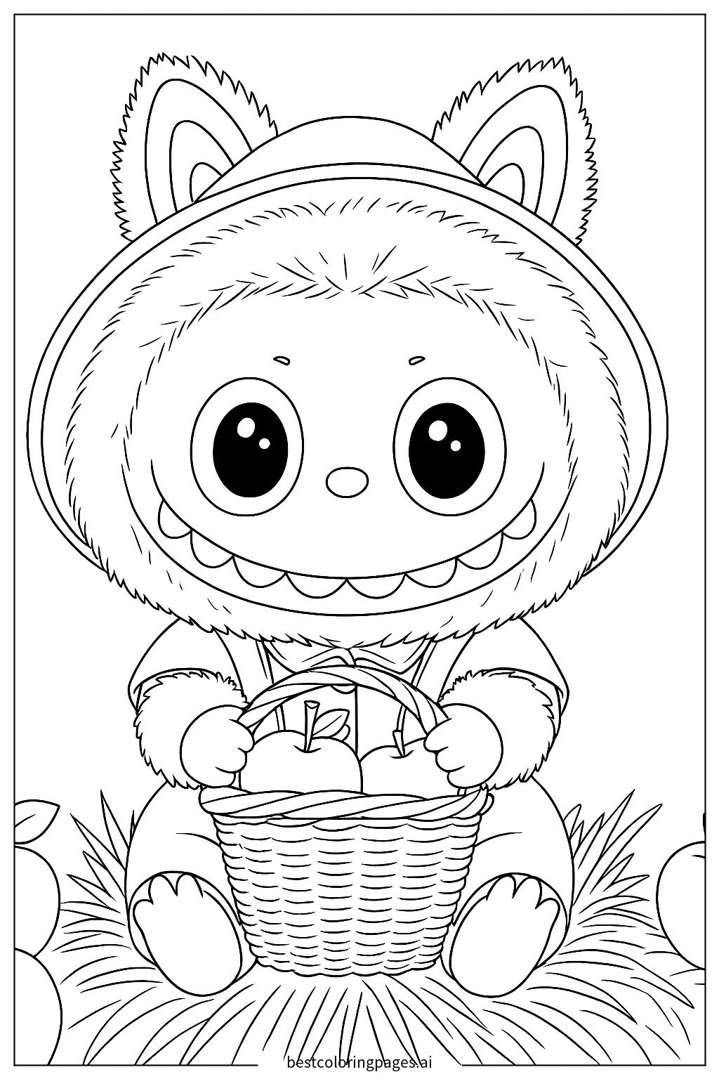 Labubu picking apples