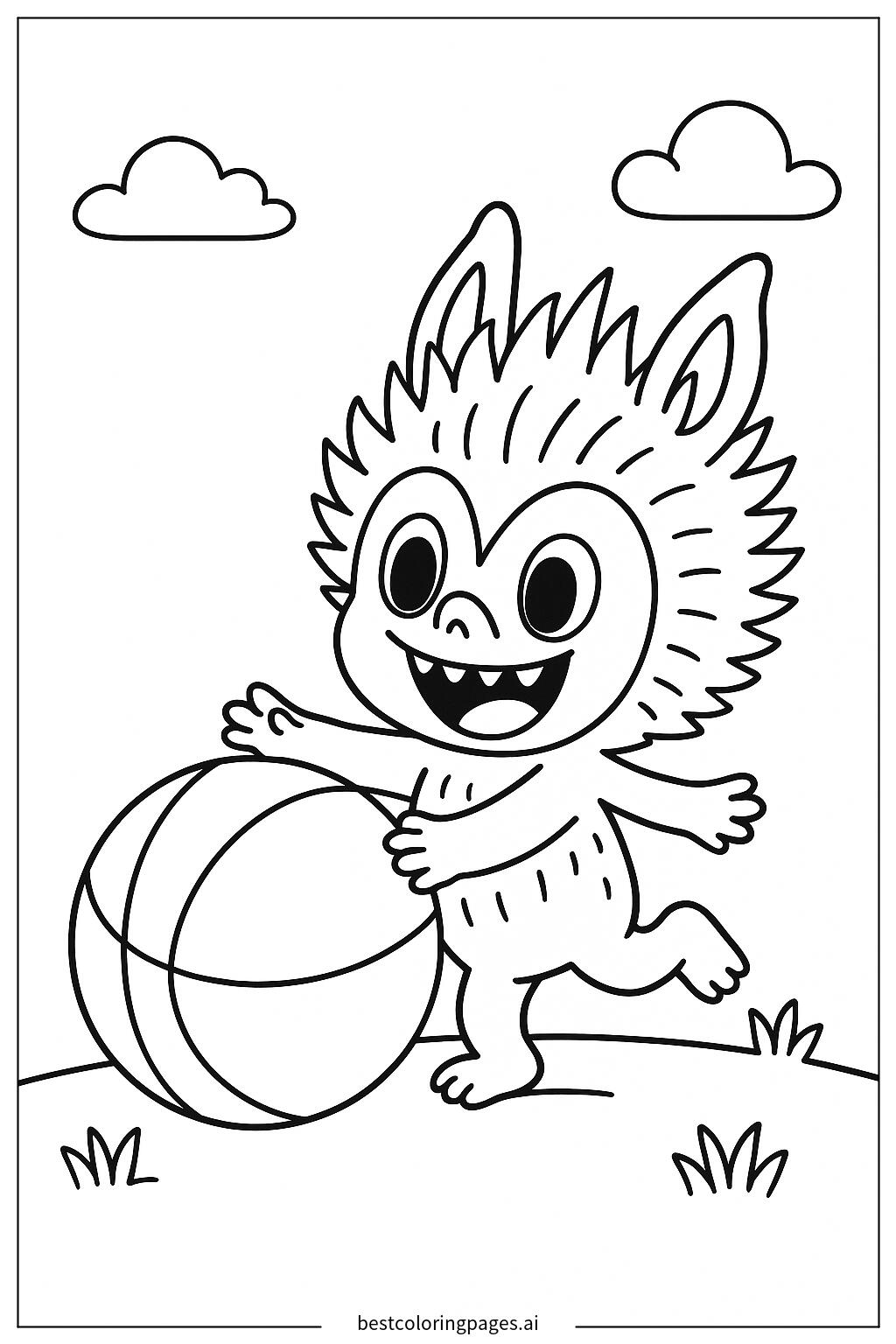 Labubu playing with a ball