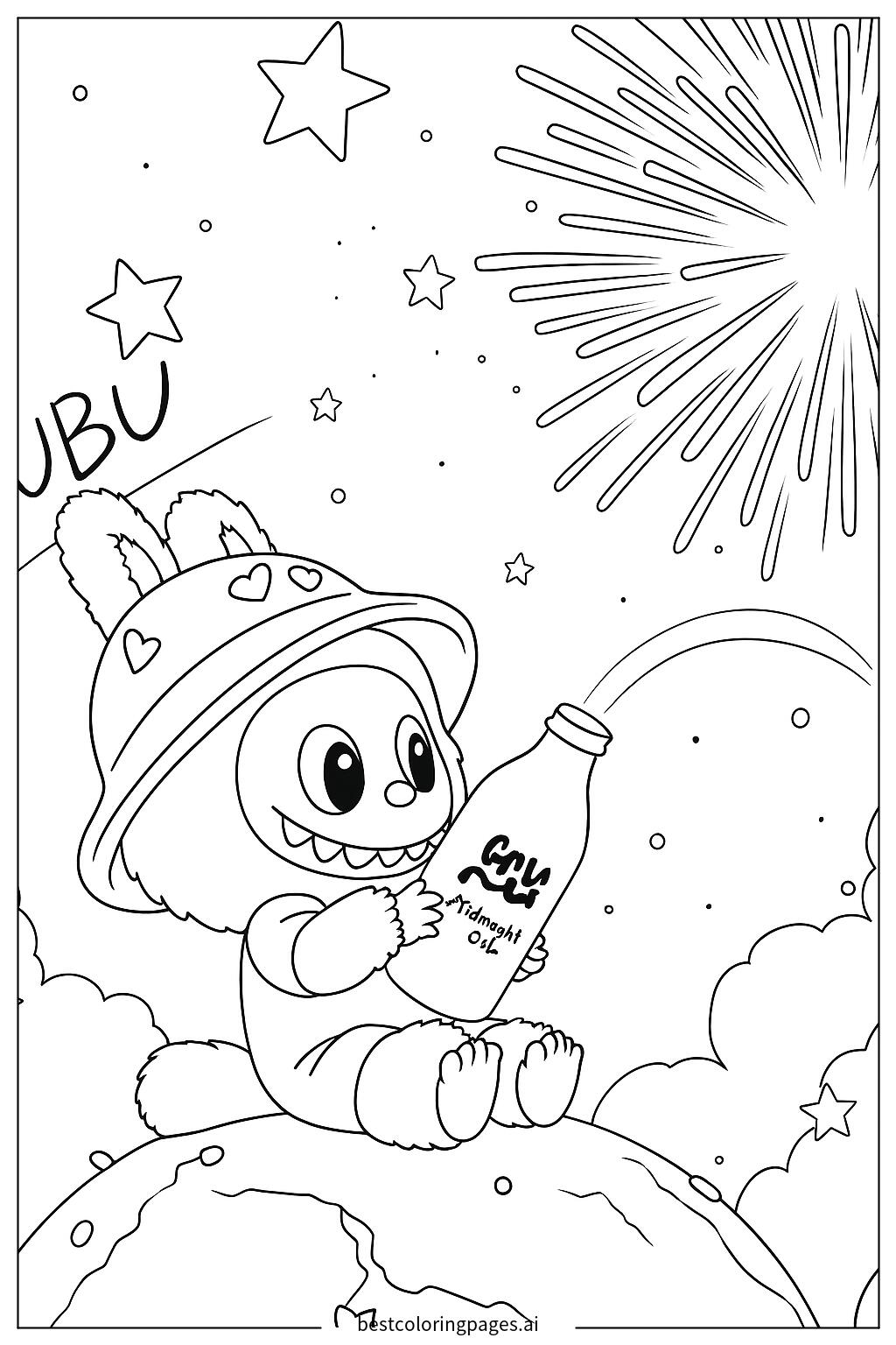 Labubu watching fireworks