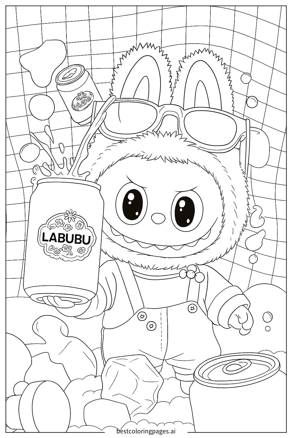 Labubu with a drink