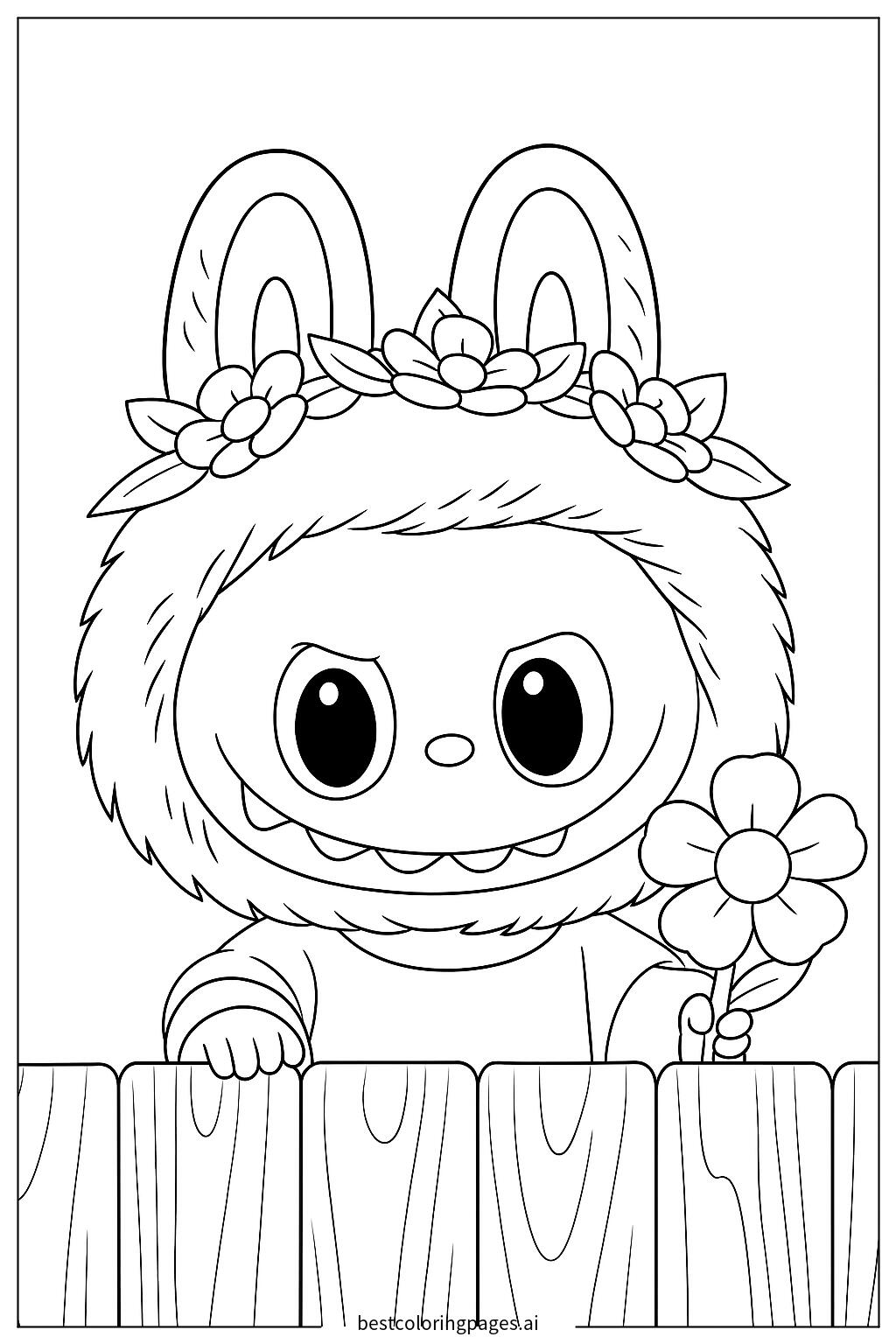 Labubu with a flower