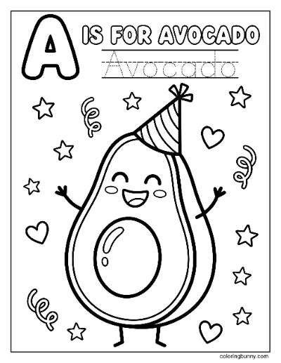 Chữ A là cho Bơ Trang Tô Màu