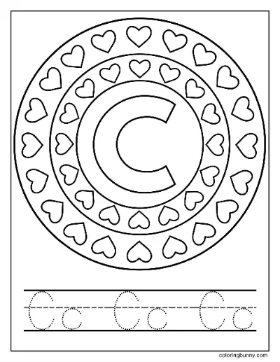 Trang Tô Màu Mandala Trái Tim Chữ C