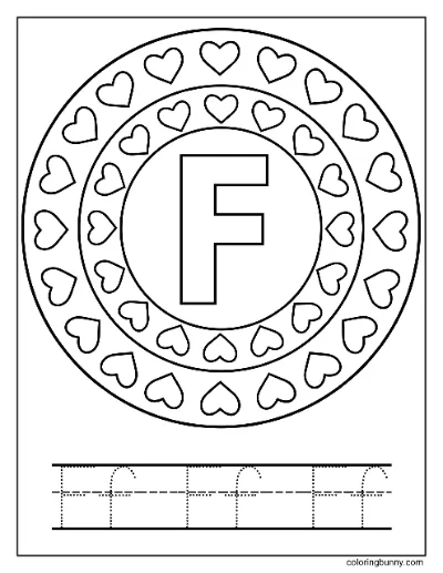 Trang Tô Màu Mandala Trái Tim Chữ F