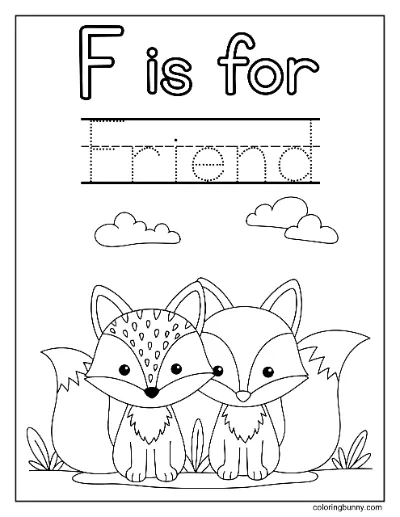 Chữ F là cho Bạn - Trang Tô Màu