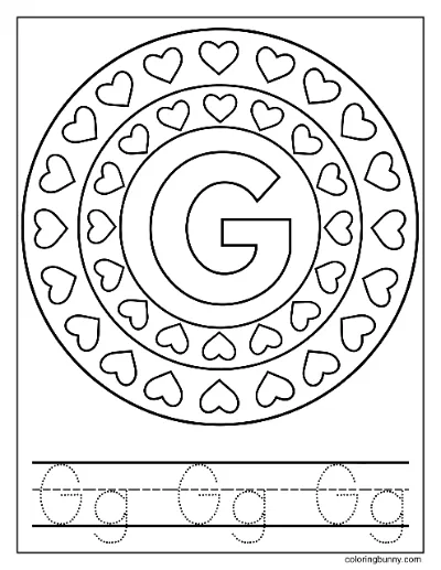 Trang Tô Màu Mandala Trái Tim Chữ G
