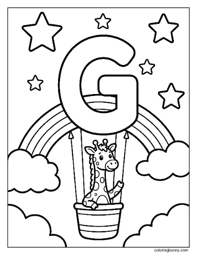 Trang Tô Màu Hươu Cao Cổ Khinh Khí Cầu Chữ G