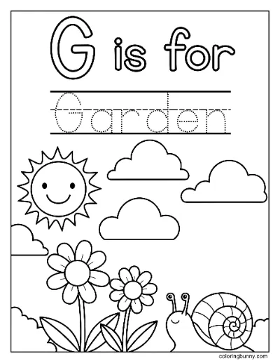 Chữ G là cho Vườn Trang Tô Màu