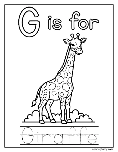 Chữ G là cho Hươu Cao Cổ Trang Tô Màu