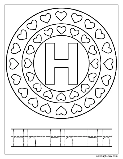 Trang Tô Màu Mandala Trái Tim Chữ H