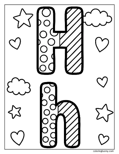 Trang Tô Màu Mẫu Chữ Hoa và Chữ Thường Chữ H