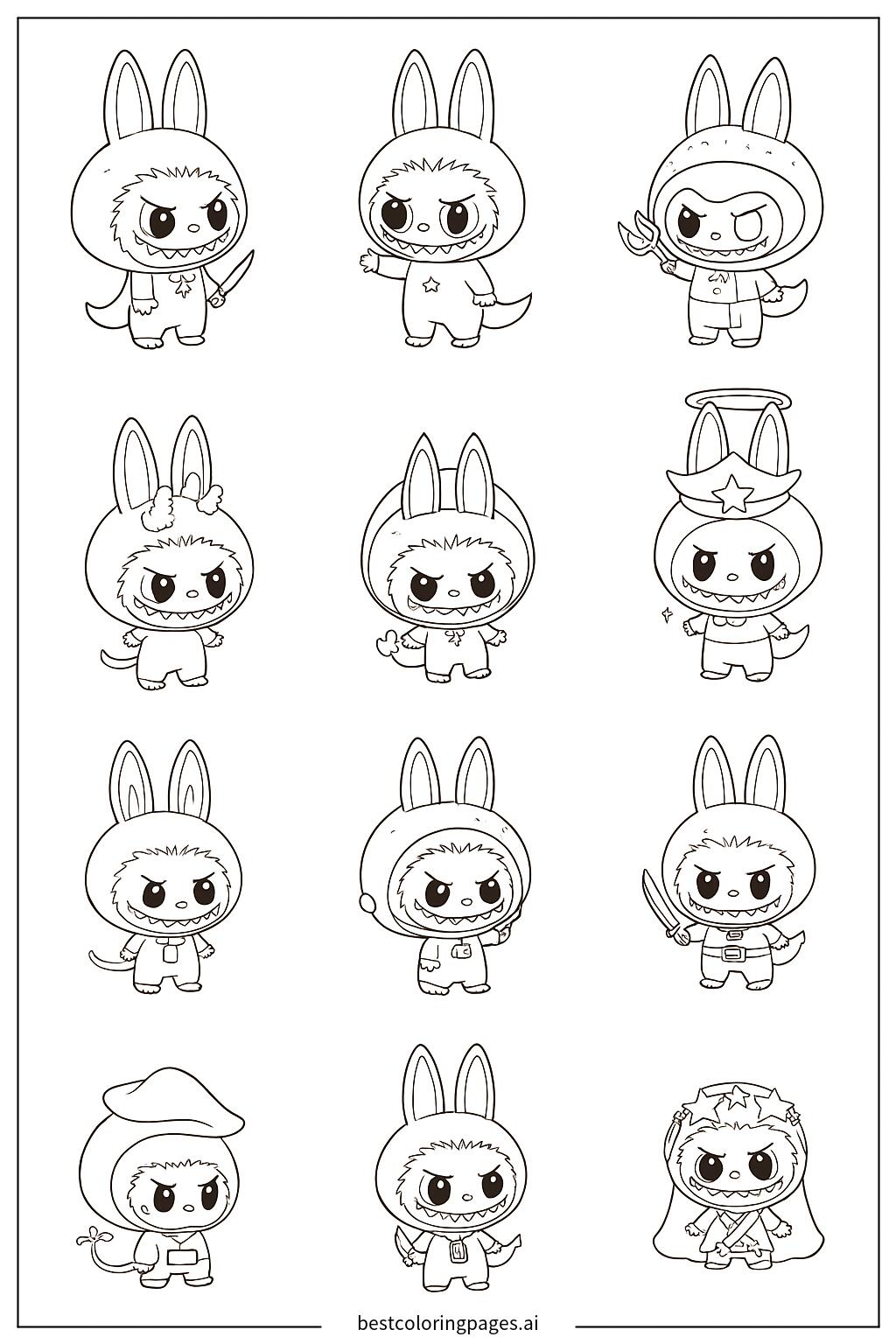 Nine style labubu variations collection