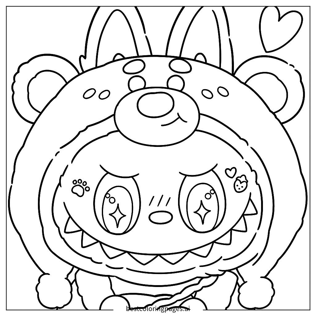 Smiling labubu portrait