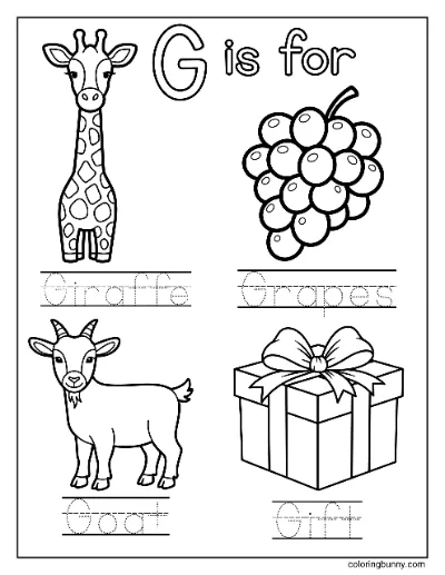 Bắt Đầu Với Chữ G Trang Tô Màu