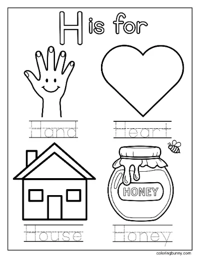 Bắt Đầu Với Chữ H - Trang Tô Màu 2