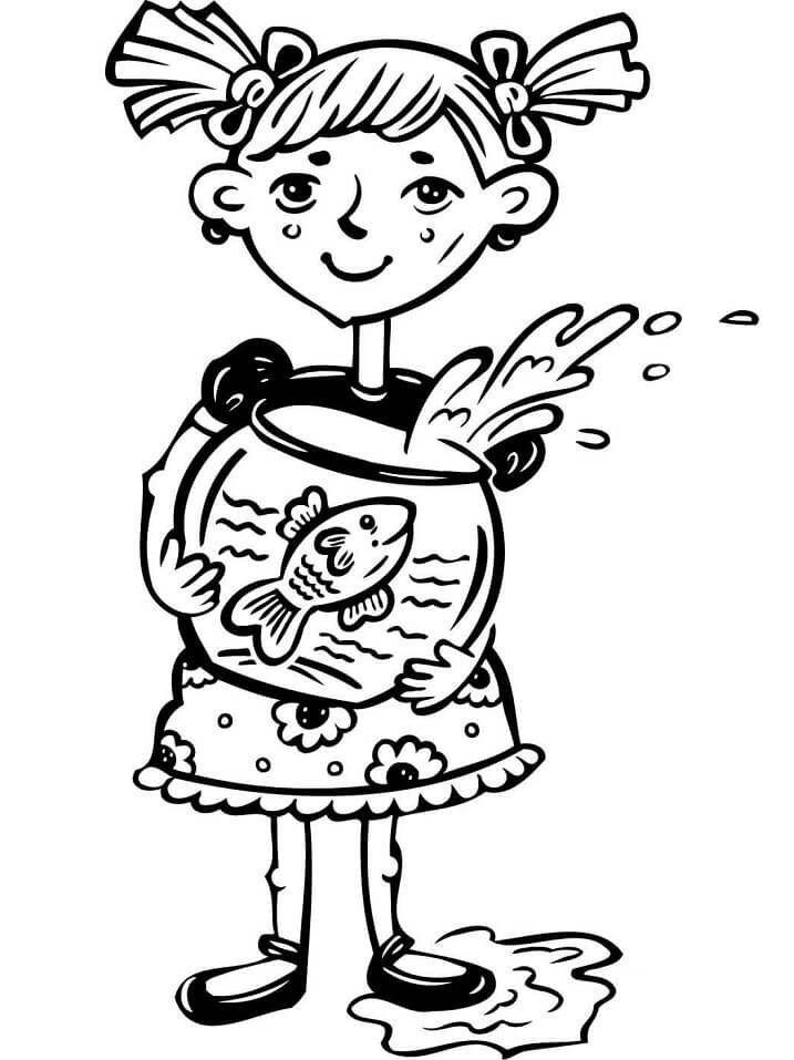 Bé Gái và Bể Cá