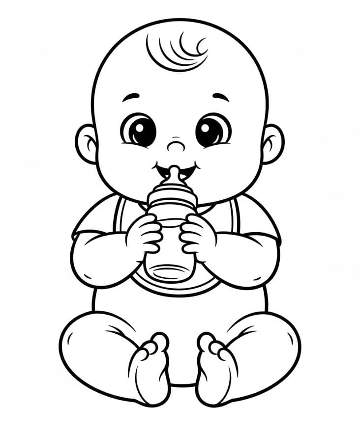 Bé Trai Với Bình Sữa