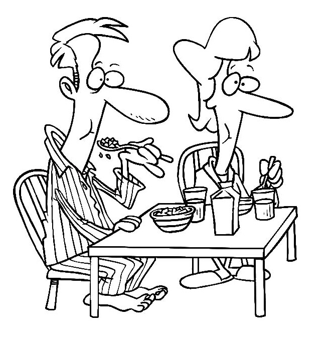 Bố và Mẹ Đang Ăn Sáng