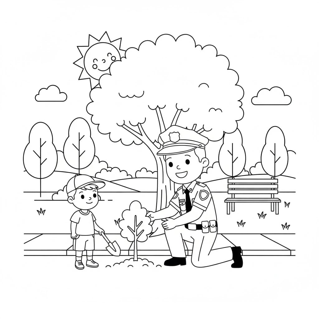 Cảnh Sát Trồng Cây Cùng Bé