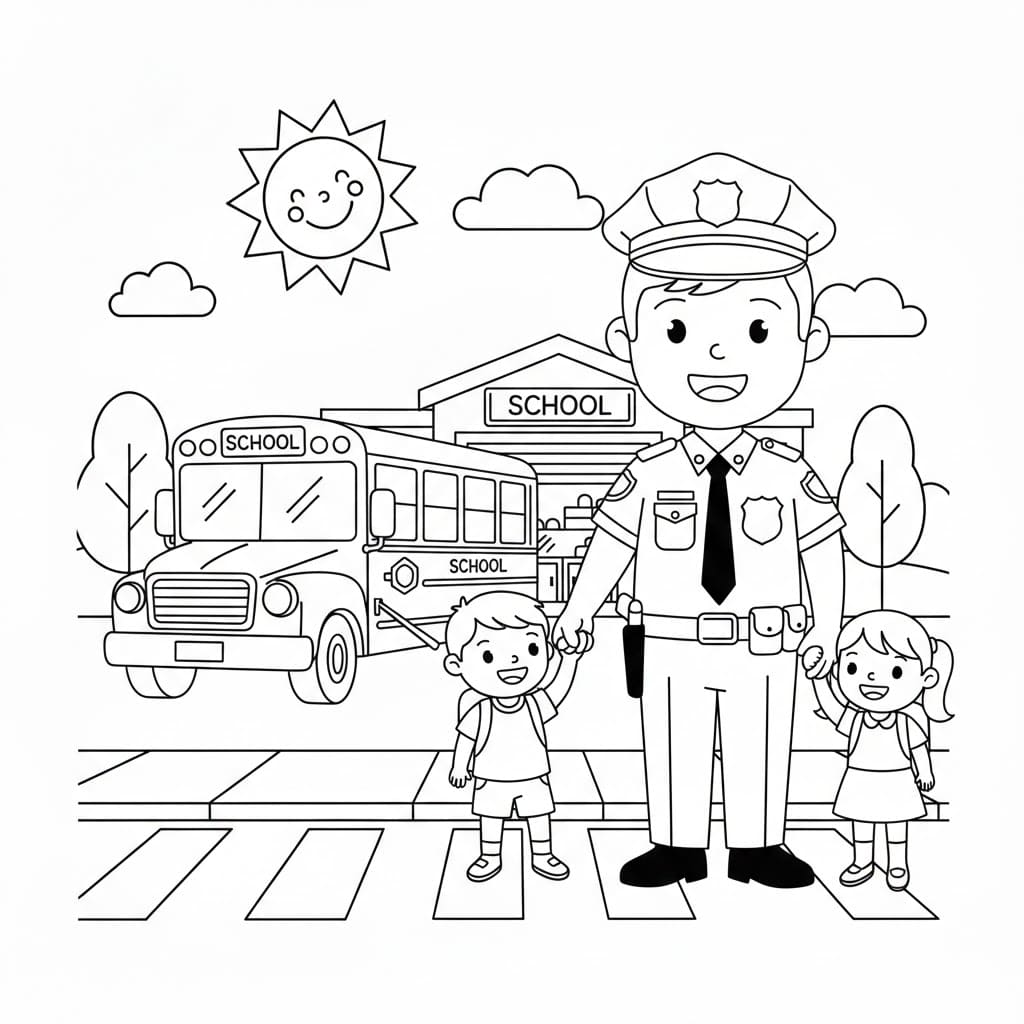 Cảnh Sát Và Học Sinh Qua Đường