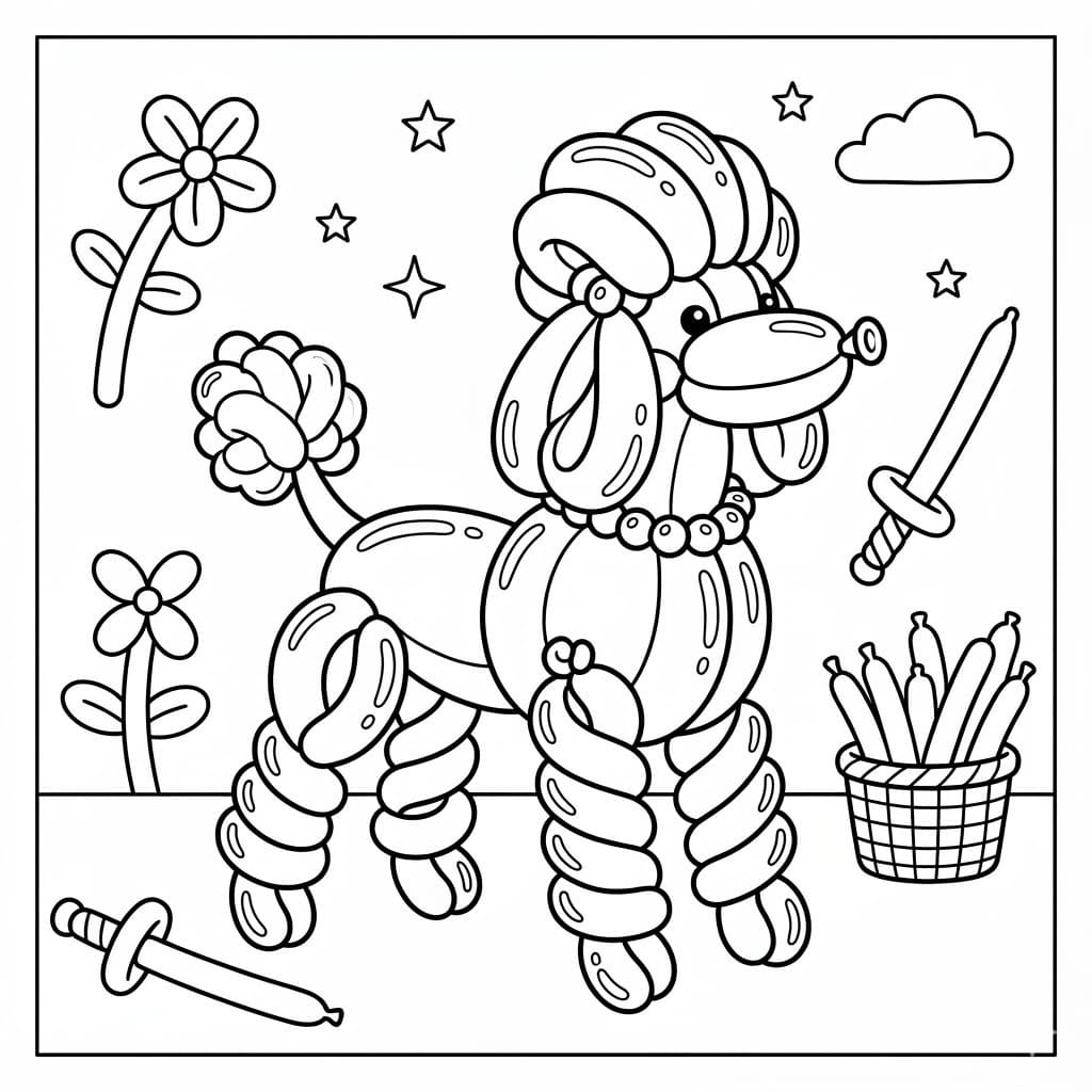 Tranh Tô Màu Chó Bóng Bay