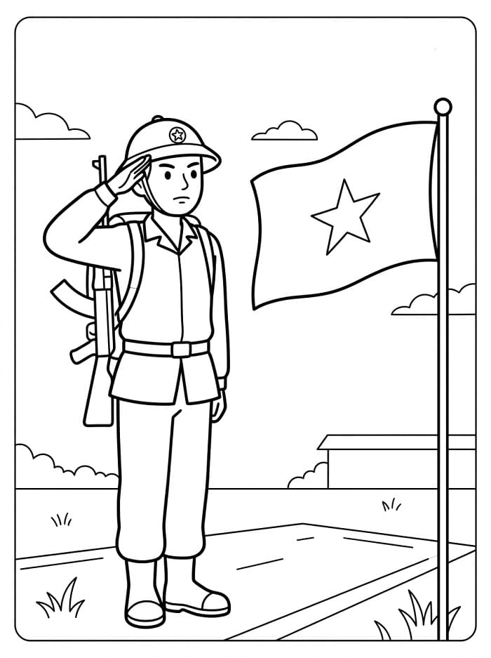 Soldier Saluting the Flag