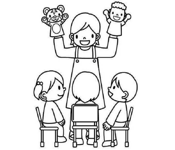 Cô Giáo và Học Sinh Ở Trường Mầm Non