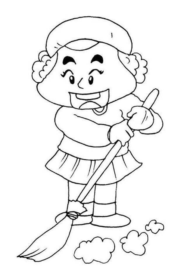 Cô Lao Công Dọn Dẹp