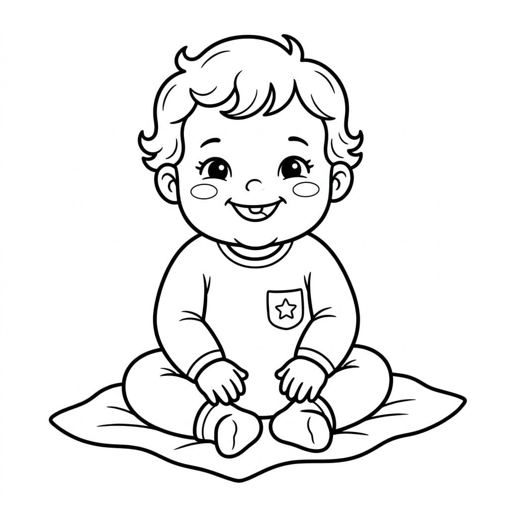 Em Bé Ngồi Thảm Mềm