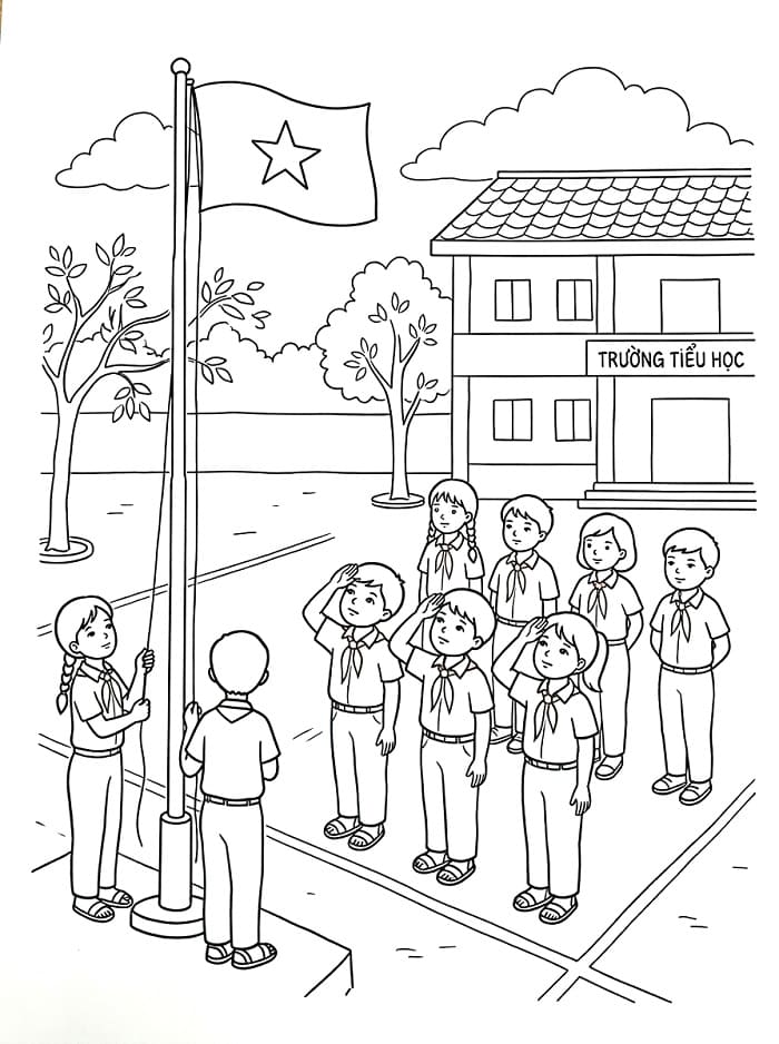 Students Saluting the Flag