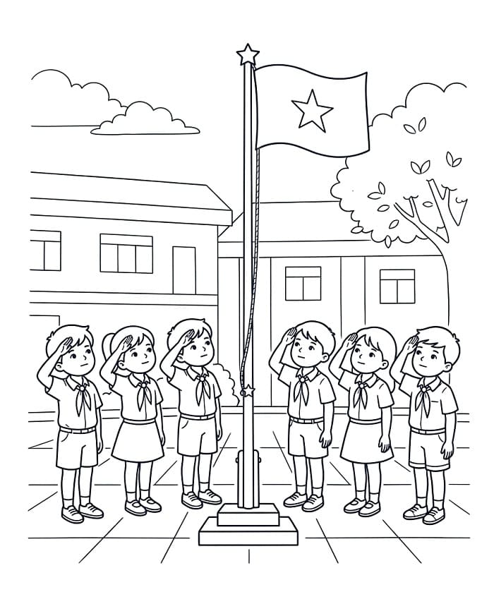 Students at the Flag Ceremony