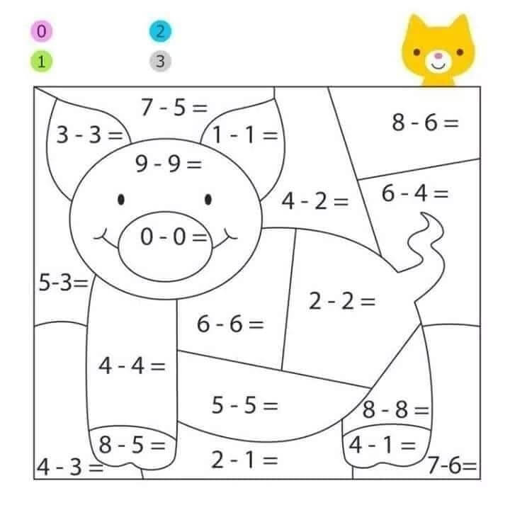 Lớp 1-Tính Toán và Tô Màu Con Lợn