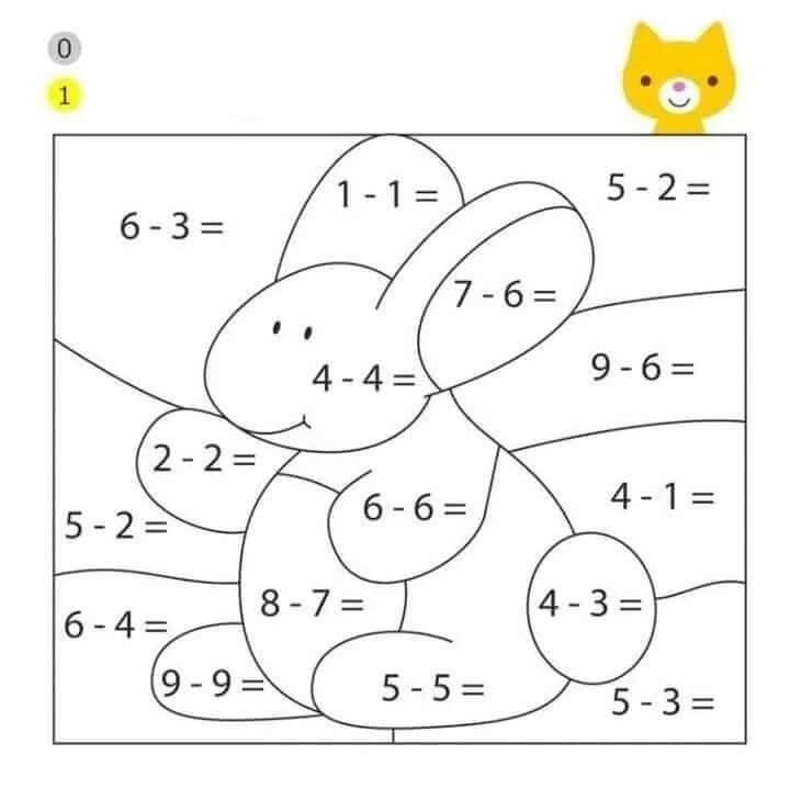 Lớp 1-Tính Toán và Tô Màu Con Thỏ