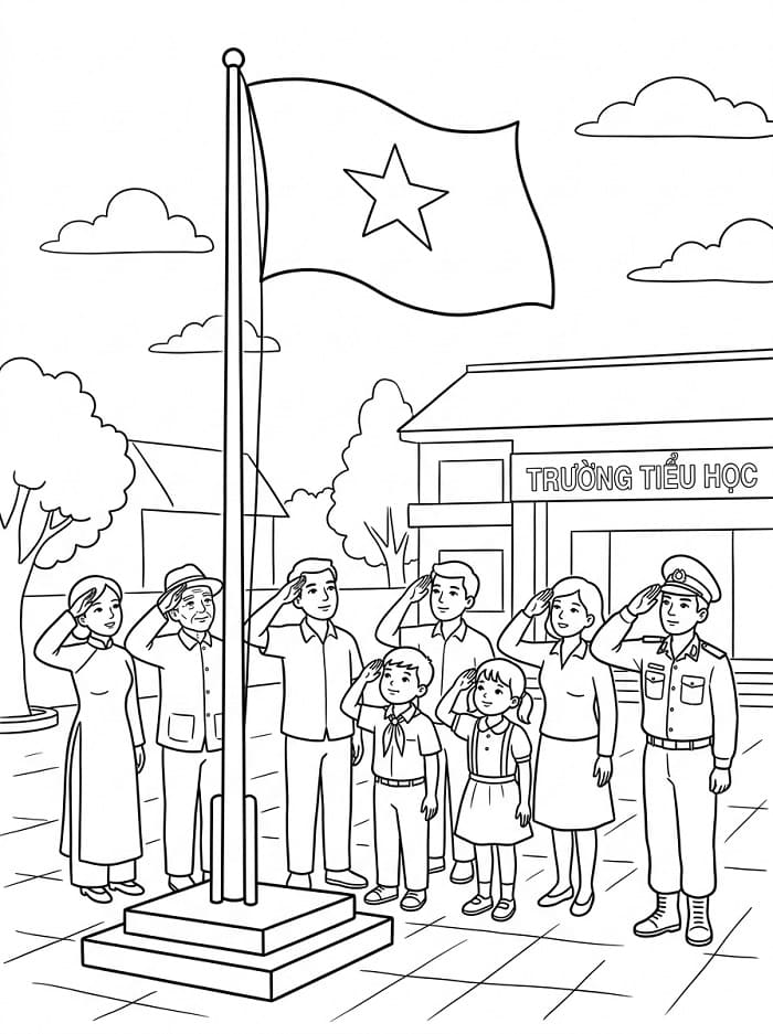 Everyone Saluting the Flag