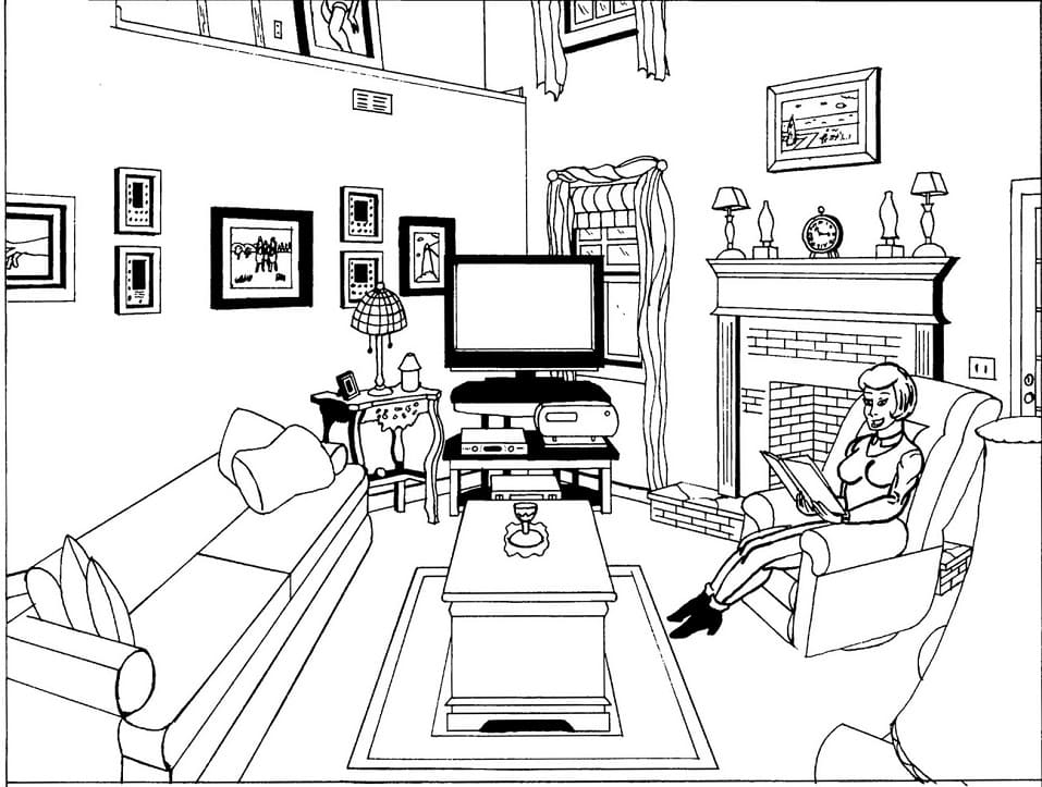 Người Phụ Nữ Đọc Sách Trong Phòng Khách