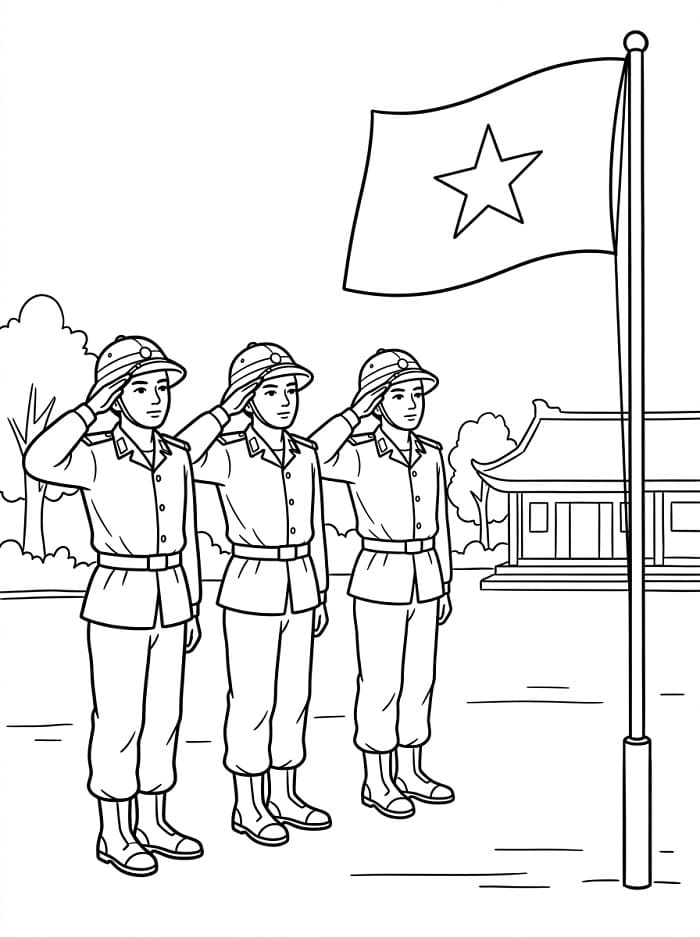 Soldiers Saluting the Flag