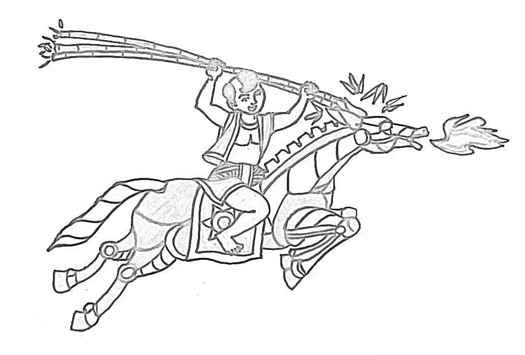 Thánh Gióng Cưỡi Ngựa Chiến Đấu