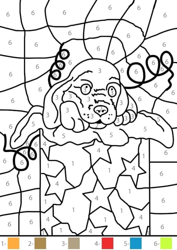 Tô Màu Theo Số Chú Chó Dễ Thương