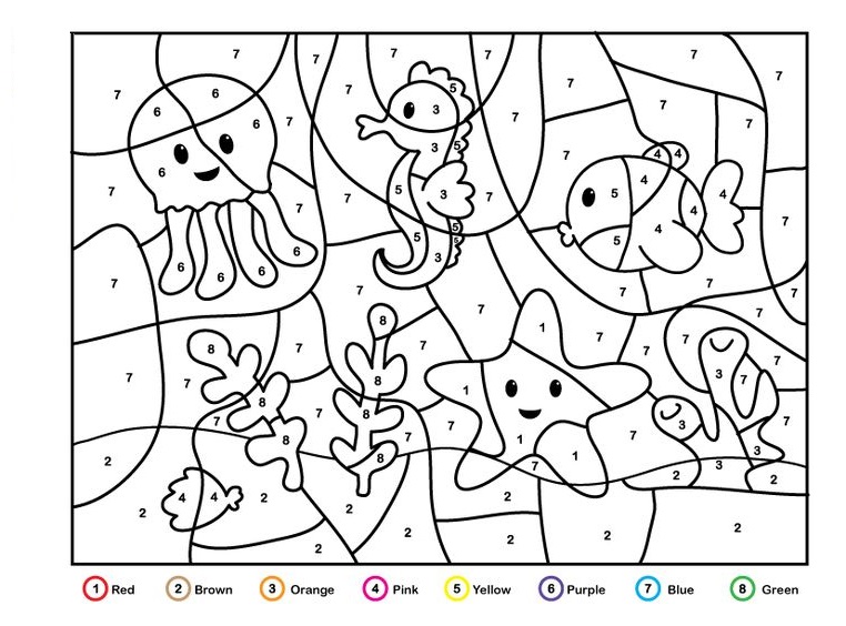 Tô Màu Theo Số Chủ Đề Động Vật Biển