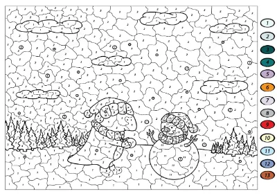 Tô Màu Theo Số Con Rồng và Người Tuyết