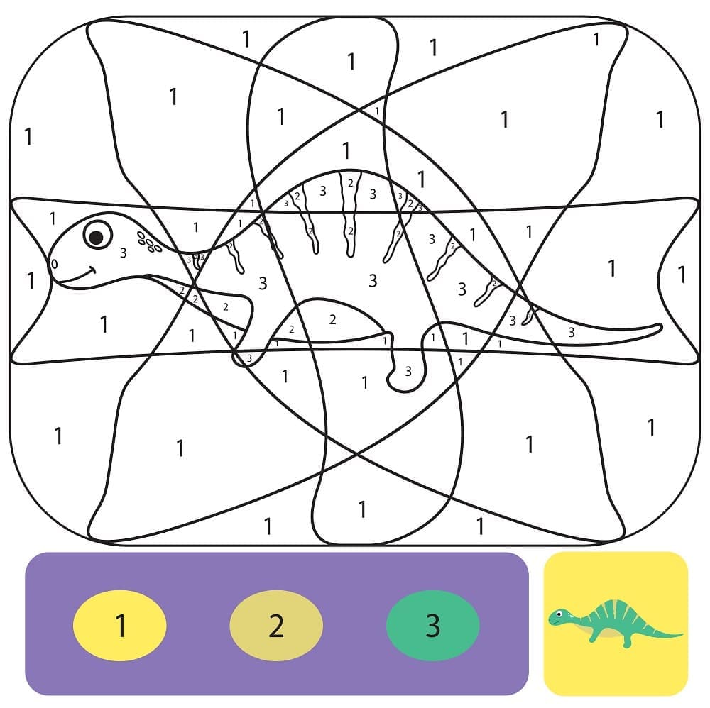 Tô Màu Theo Số Khủng Long Bé Nhỏ