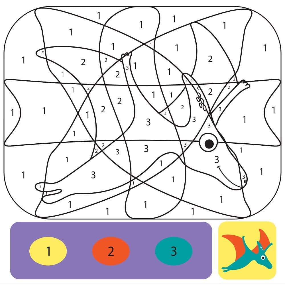 Tô Màu Theo Số Khủng Long Cute Nhất